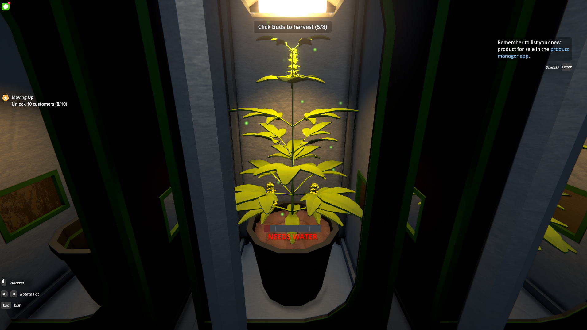 Schedule 1 harvest, intuitive item-pickup used as flower-gathering reference